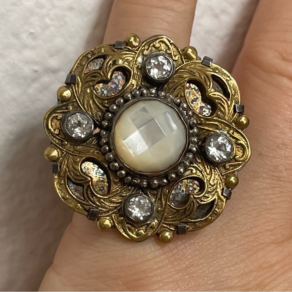 Mars and Valentine bronze, sterling silver 925, mother of pearl ring.